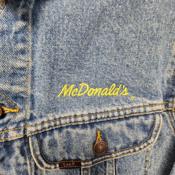 Vintage Lee Denim McDonalds Jean Jacket Mens Medium Blue Embroidered Cotton RARE - Picture 6 of 14